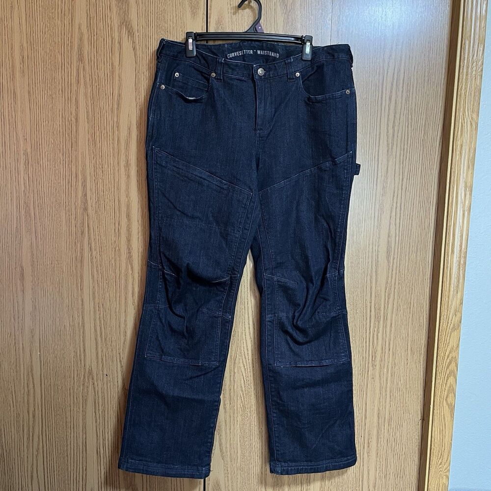 Duluth Trading Jeans Women's Sz 14x33 Double Knee Curvesetter Waistband